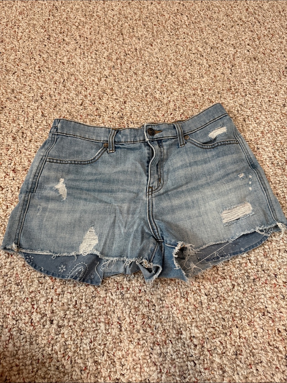aerie Light Wash Distressed Denim Shorts
